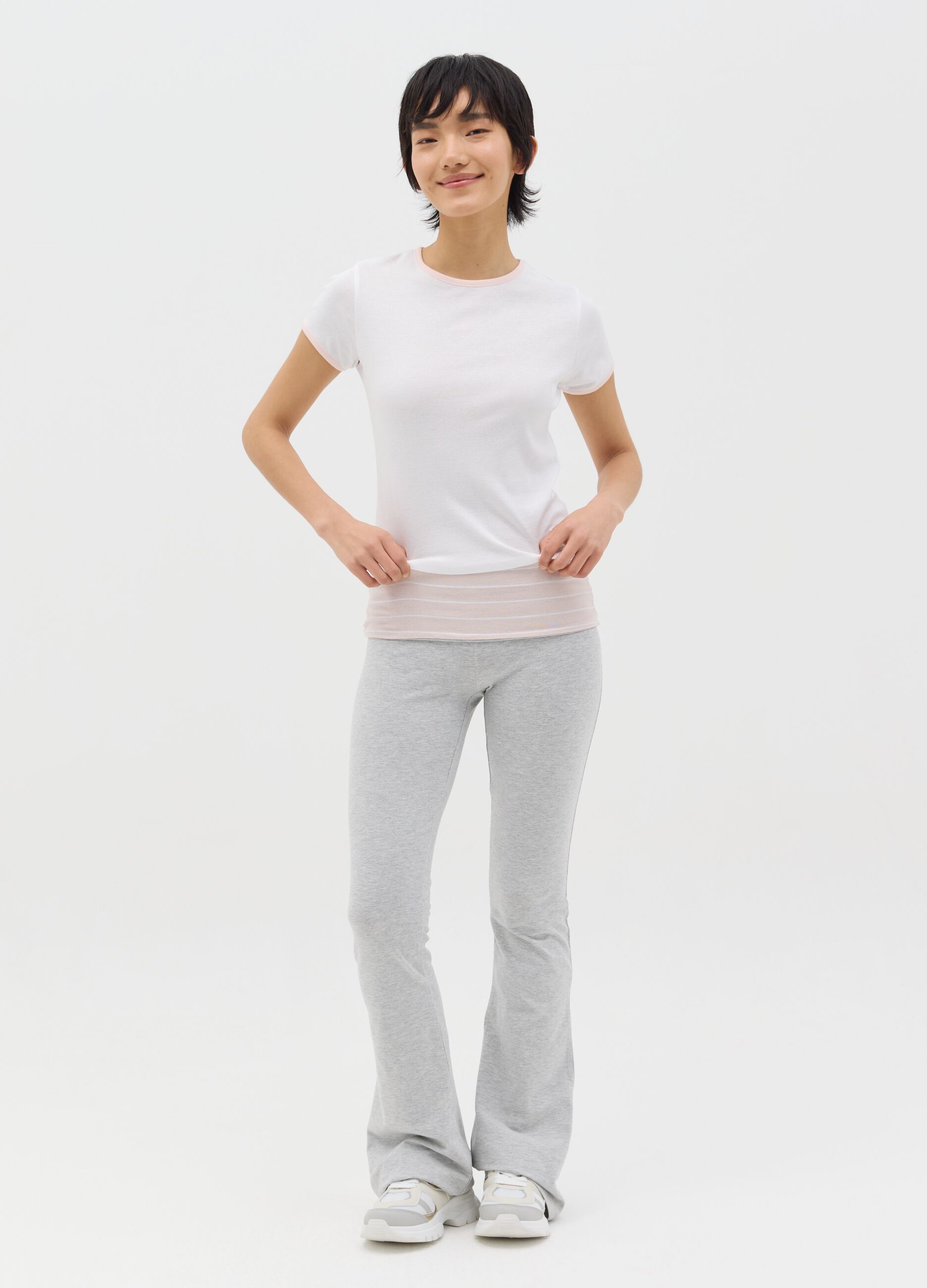 White slim-fit T-shirt in cotton