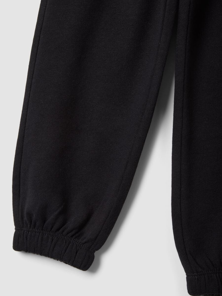 Pantaloni jogger neri in puro cotone da bambina regular fit_3
