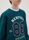 Green crewneck sweatshirt for boys in pure cotton, regular fit with print_1