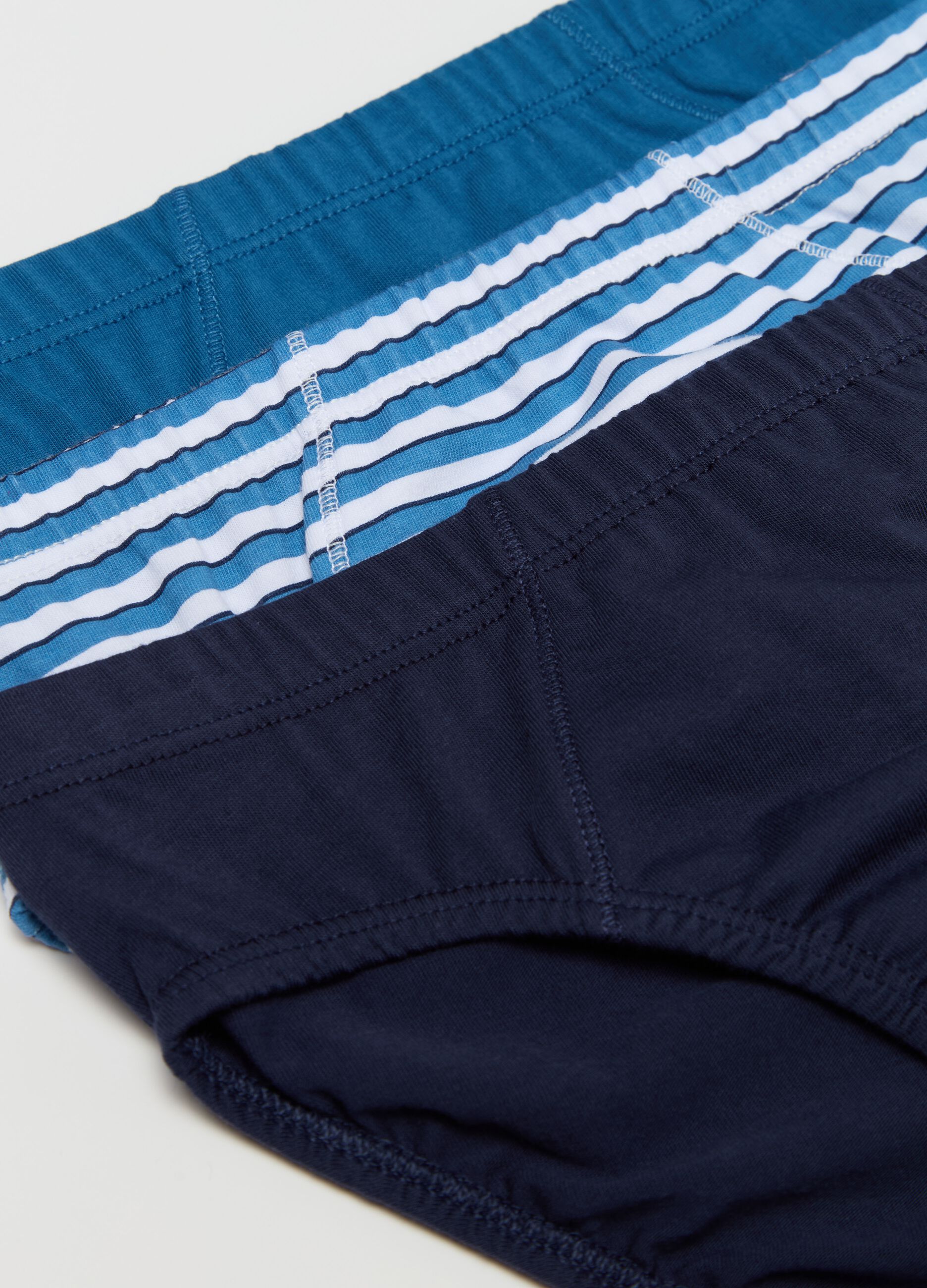 Five-pack briefs in cotton with stripes and print