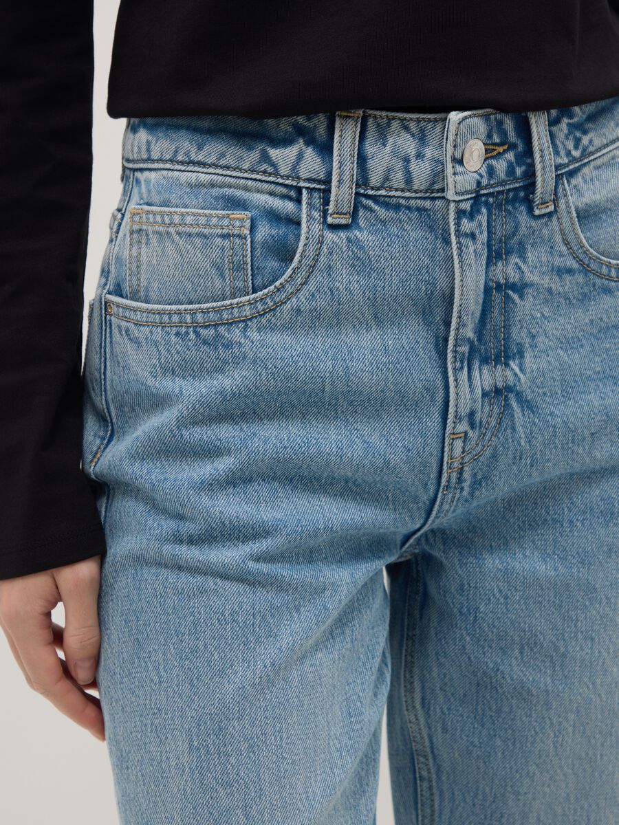 Blue pure cotton straight fit jeans_3