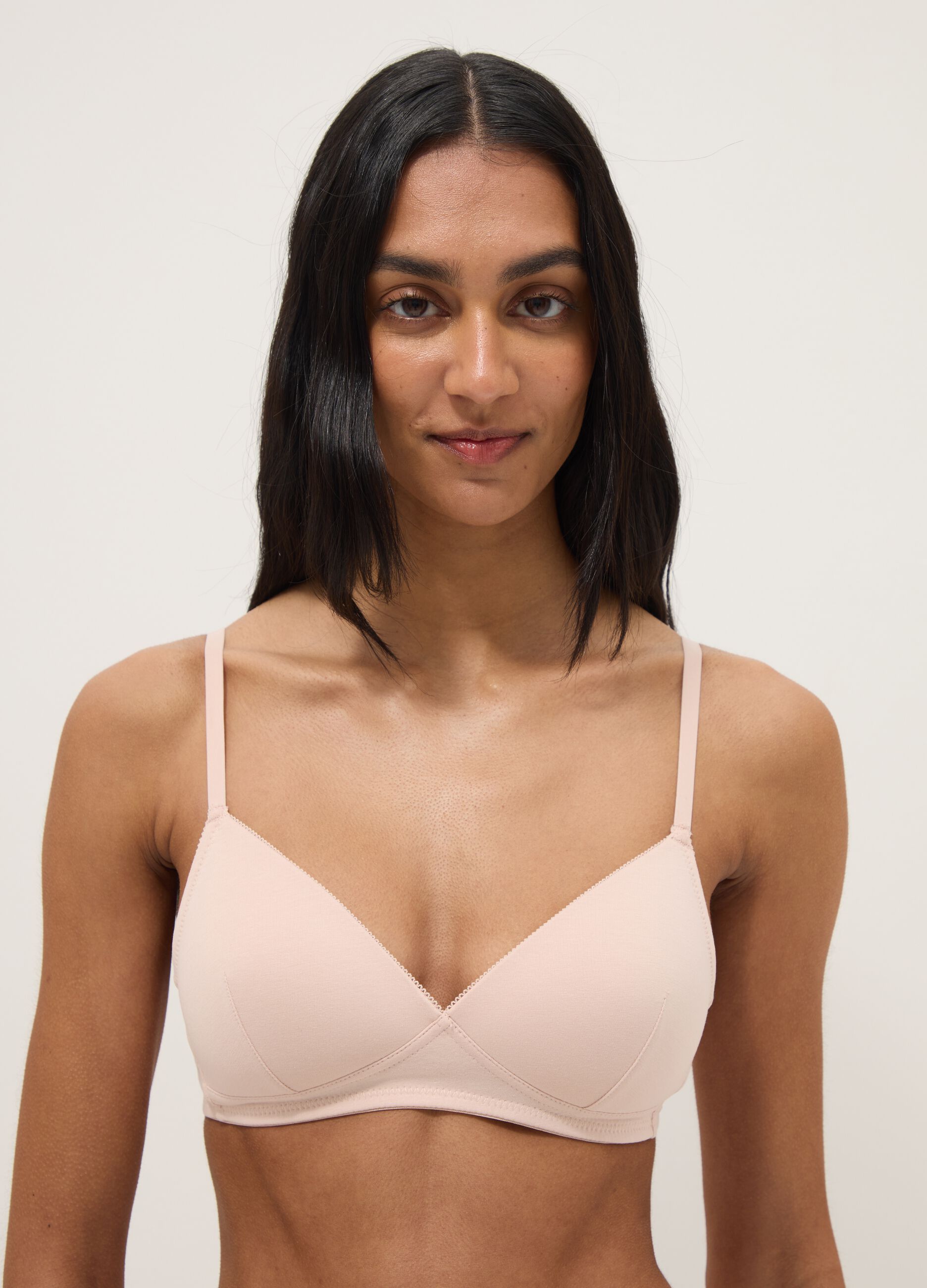 Reggiseno imbottito in cotone elasticizzato rosa