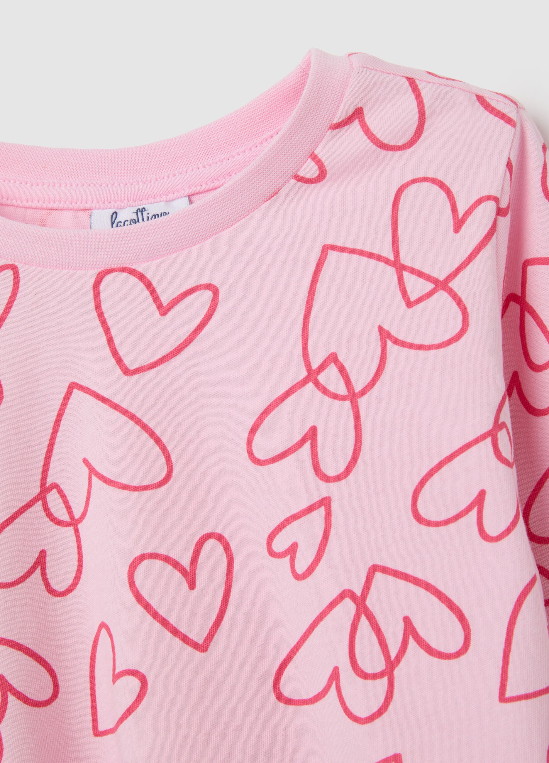 Girls' pink pure cotton long sleeve top - regular fit