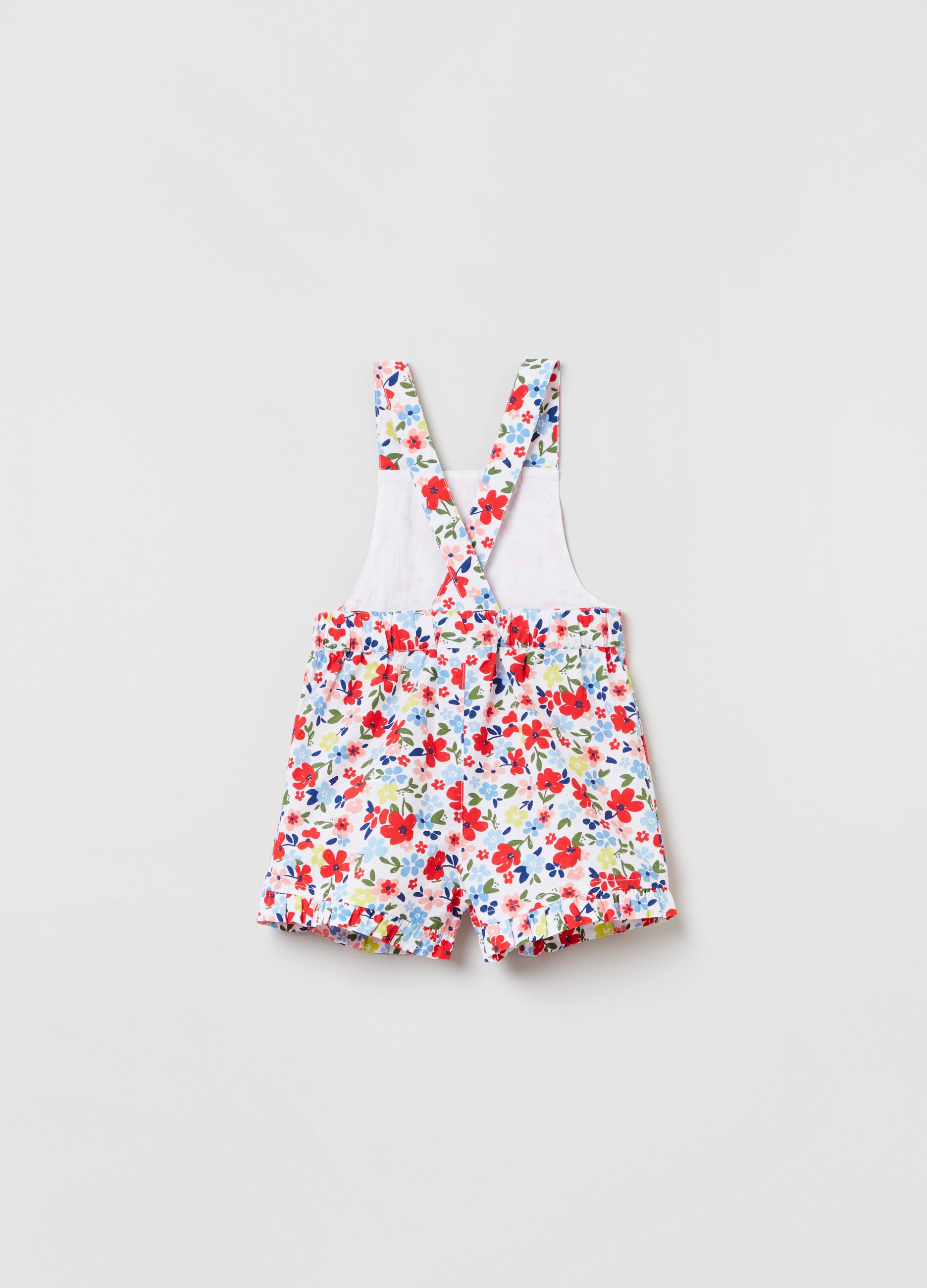 Cotton dungarees with floral pattern