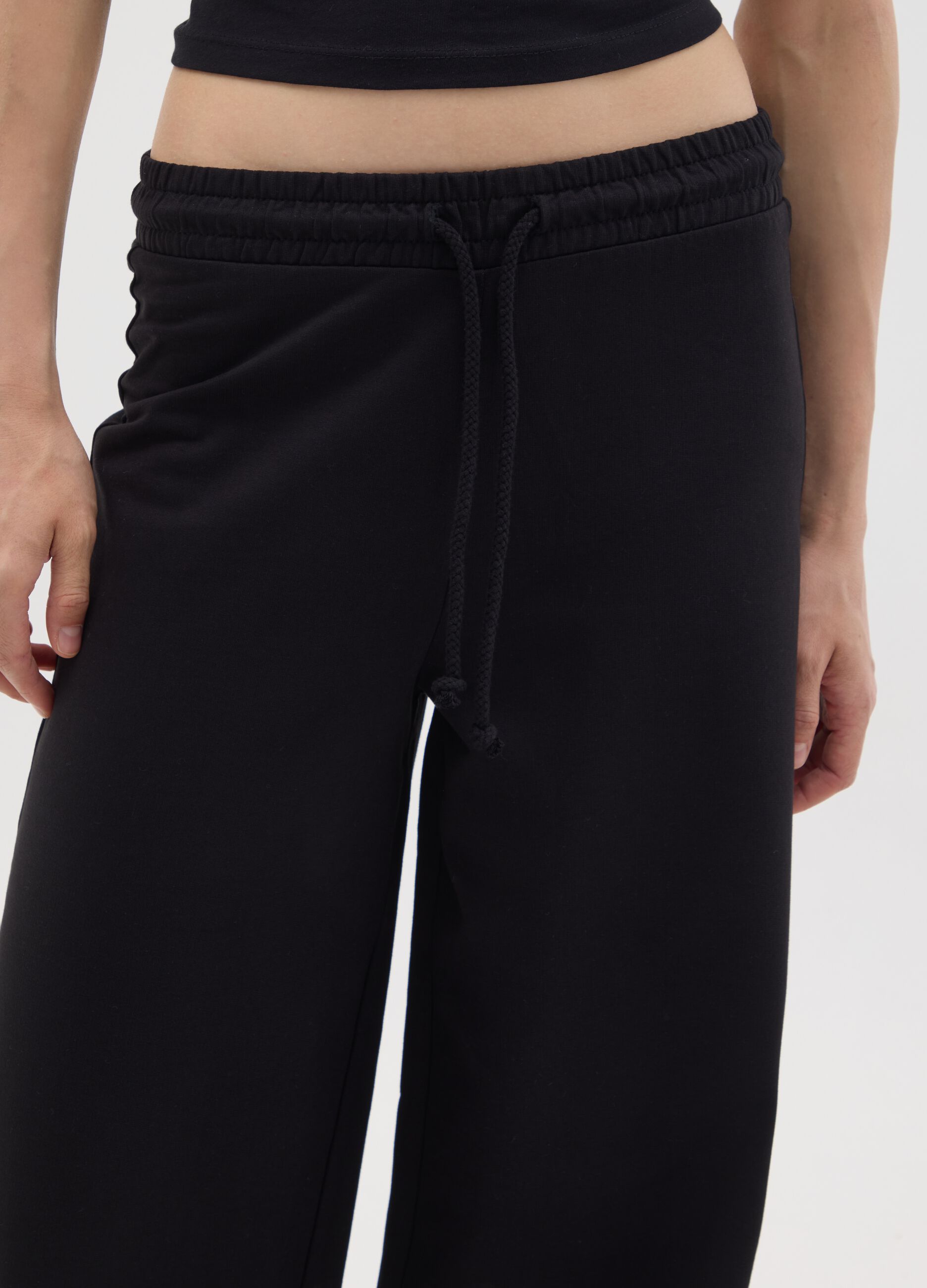 Black pure cotton trousers regular fit