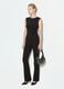 Black flared trousers in stretch viscose_0