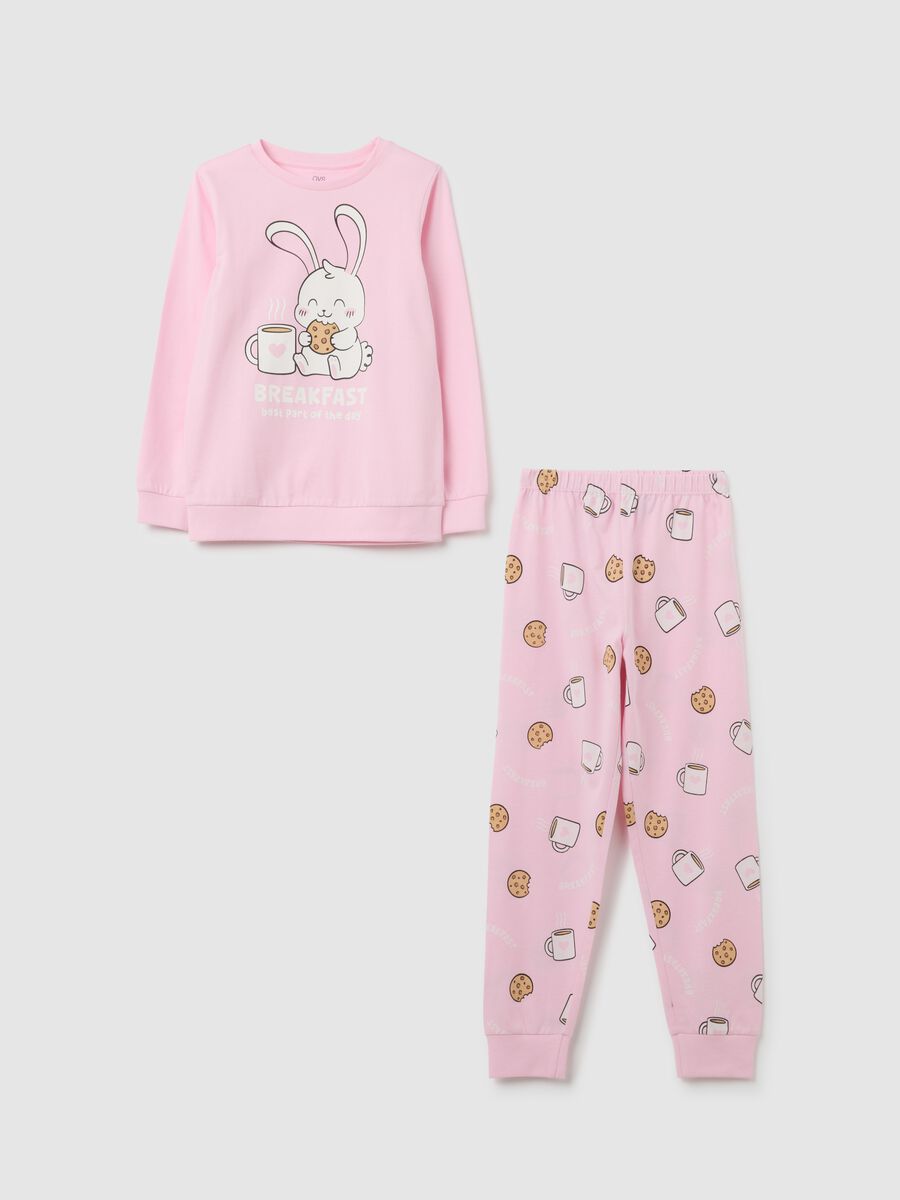 Girls' pink pure cotton pyjamas with print_0