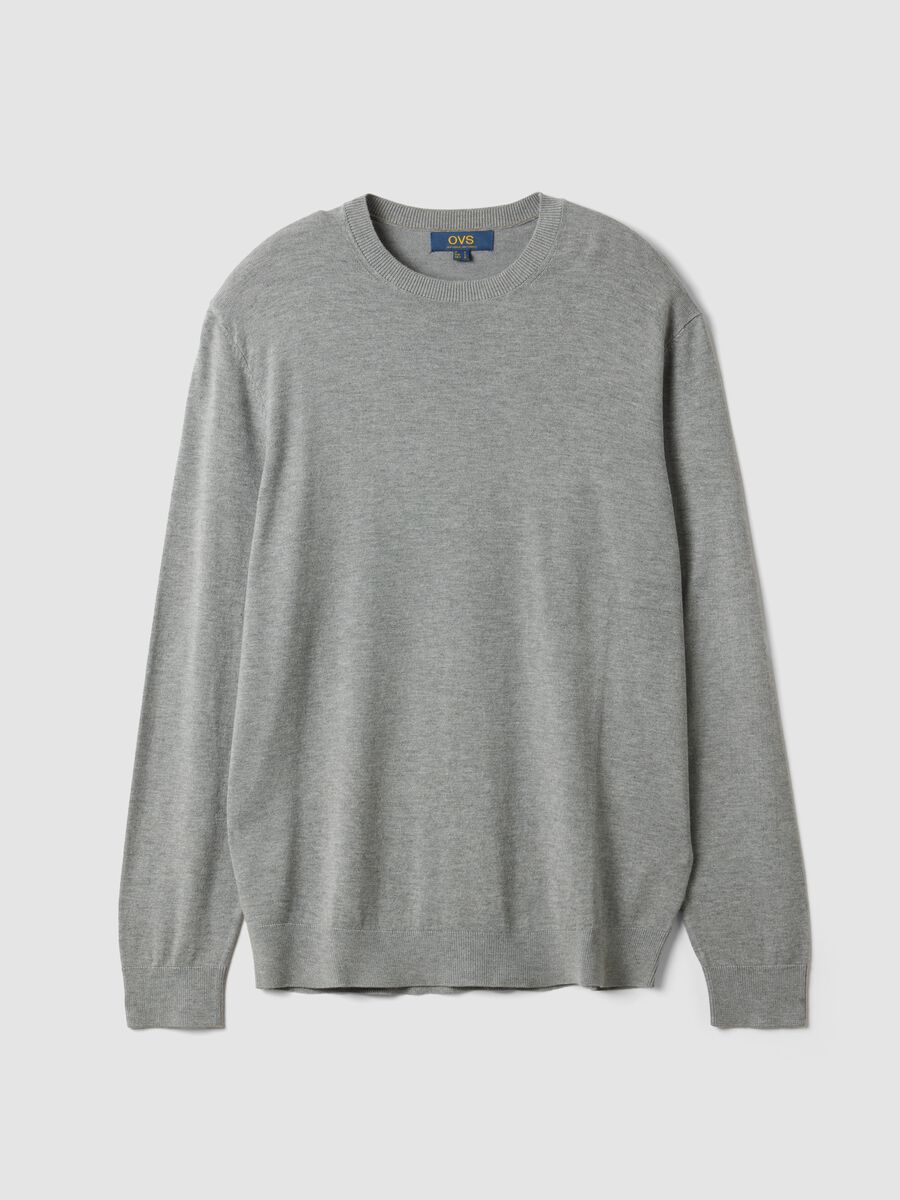 Maglia girocollo grigia in misto viscosa regular fit_0