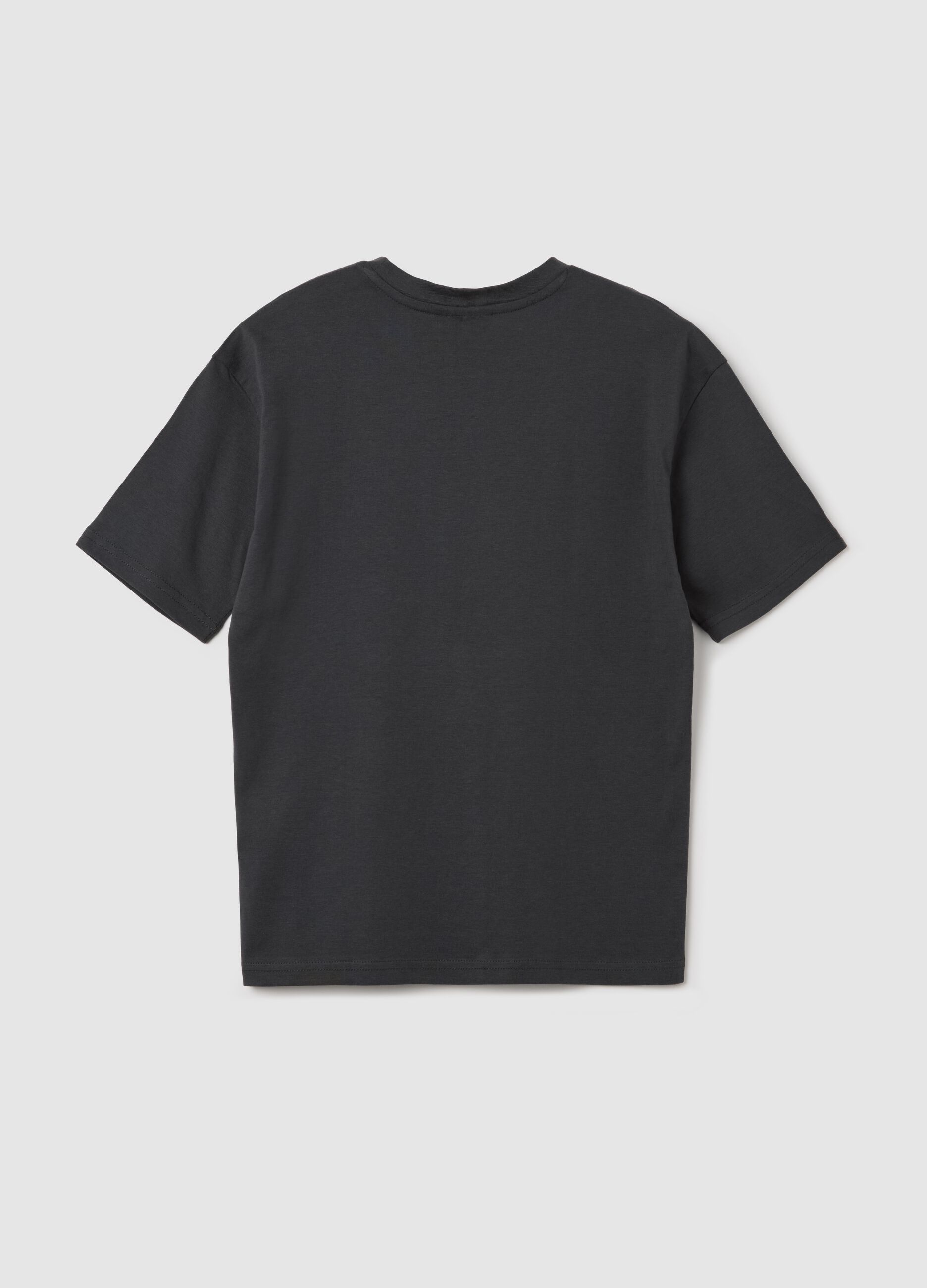 Black cotton T-shirt with Chicago Bulls print