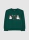 Children's green pure cotton sweatshirt with regular fit and Christmas print_0