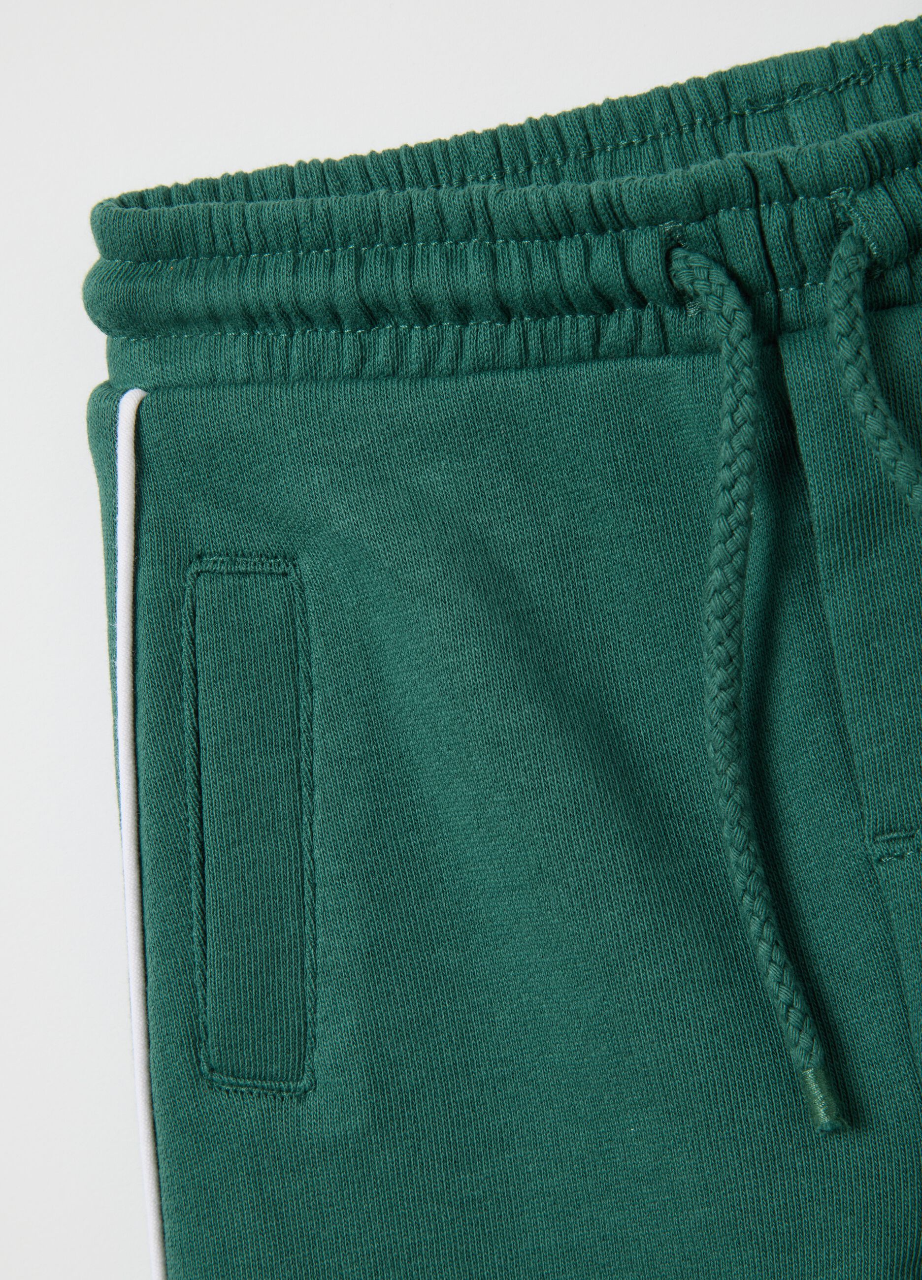 Kids' regular fit green pure cotton trousers