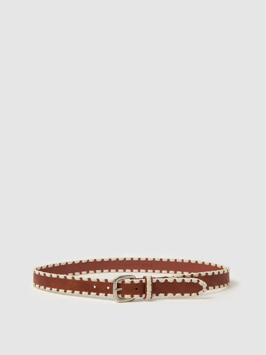 Vintage-effect belt with stitched edging_0