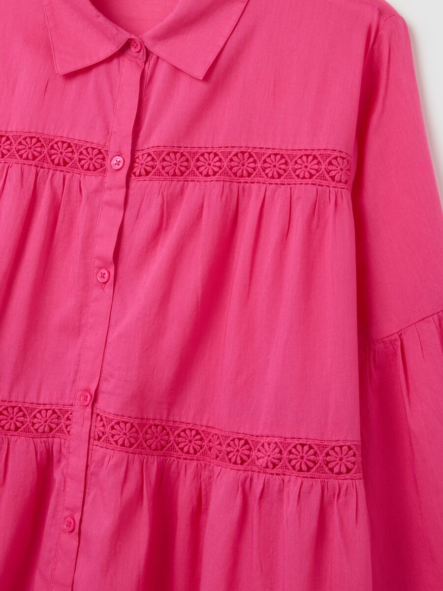 Loose-fitting pink women's shirt in pure cotton_5
