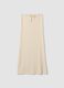 Beige long skirt in stretchy textured fabric_4