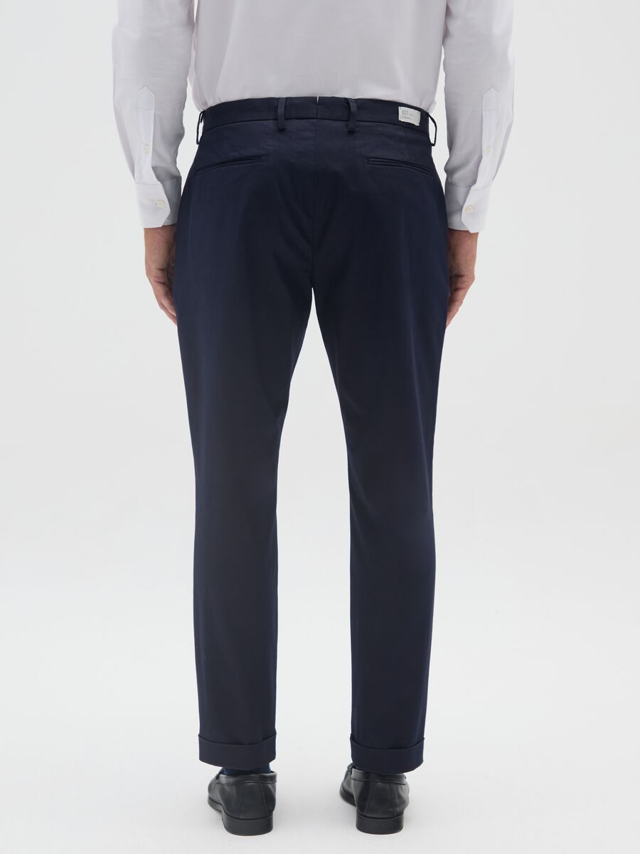 Pantaloni in cotone elasticizzato blu slim fit_2