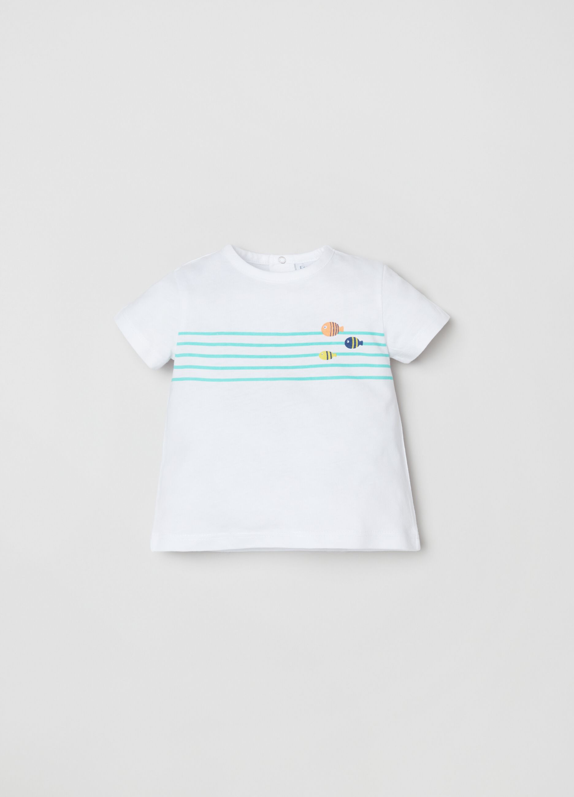T-shirt in cotone stampa pesciolini