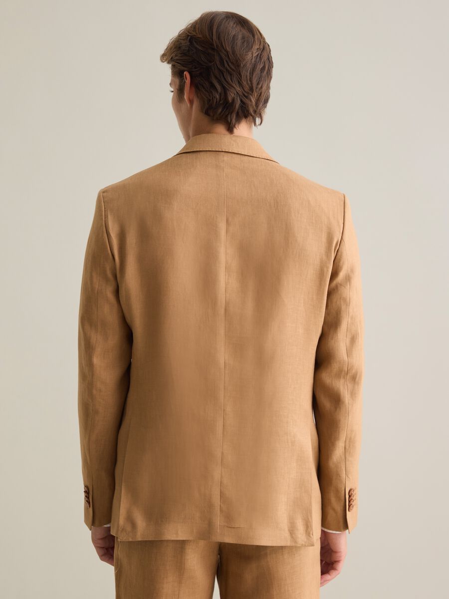 Men's brown pure linen slim fit blazer_2