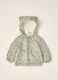 Green padded jacket with hood and panda print_0