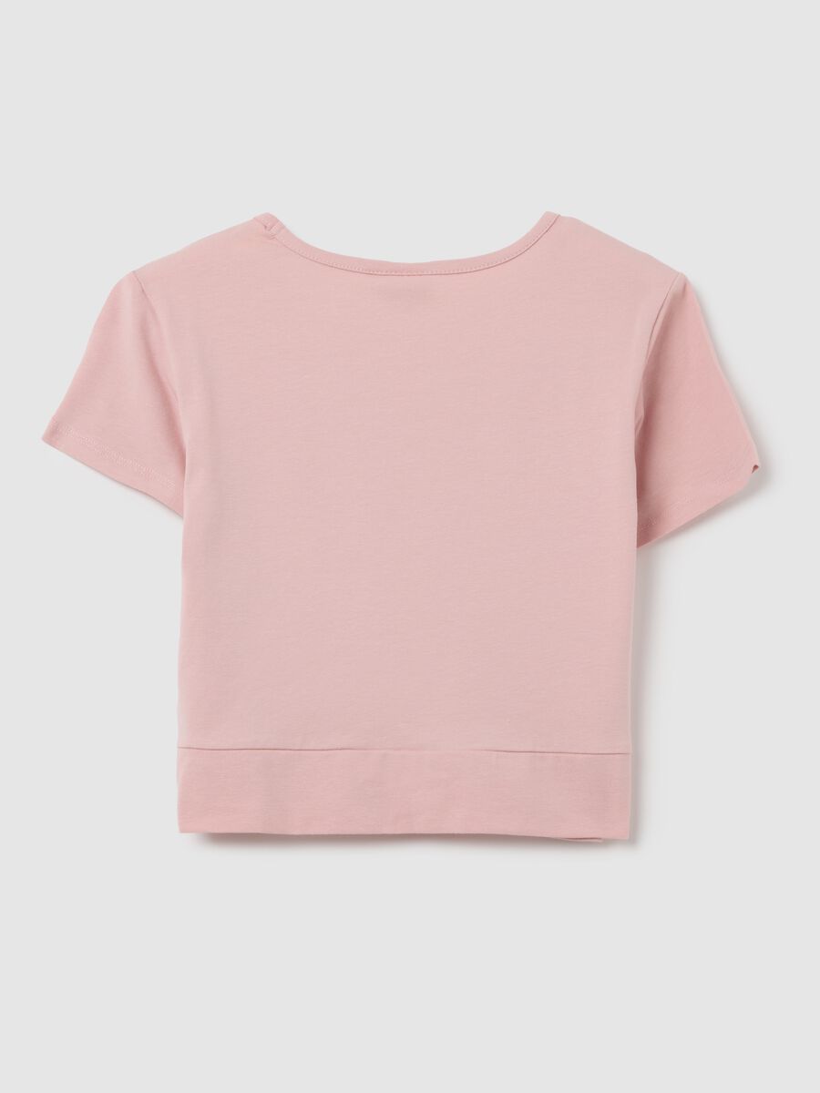 Girls’ pink slim-fit T-shirt in stretch cotton_4