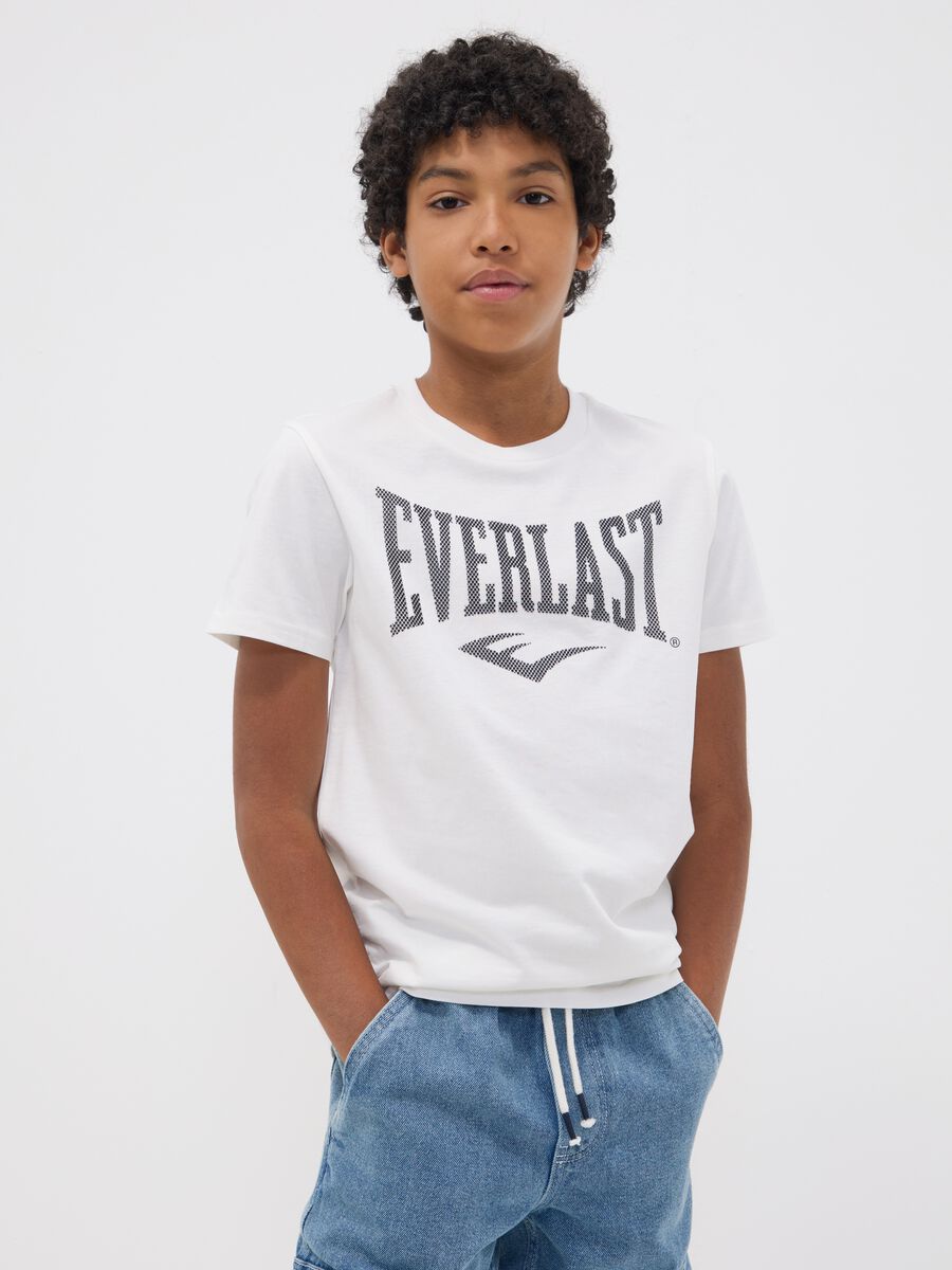 White pure cotton T-shirt with front print, regular fit for boys_1