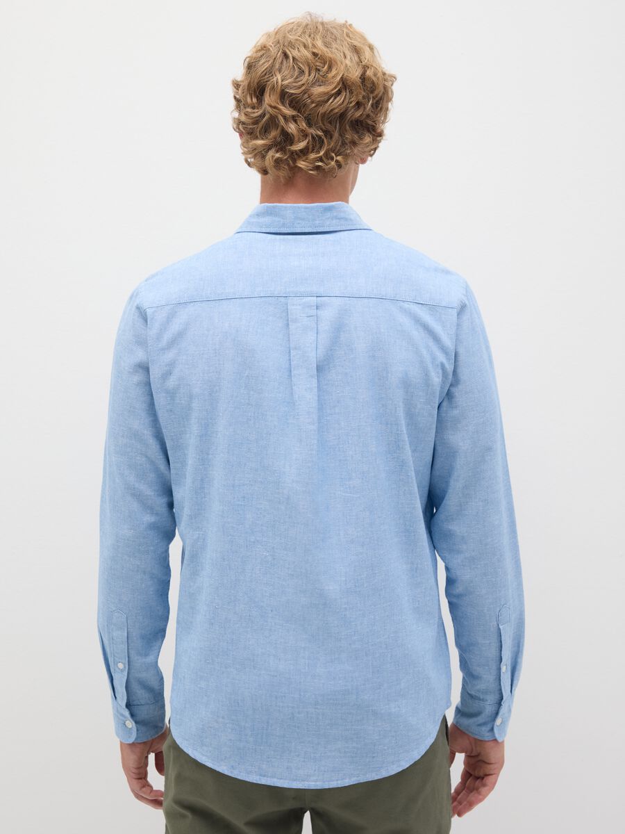 Men's blue cotton blend shirt regular fit with button closure_3