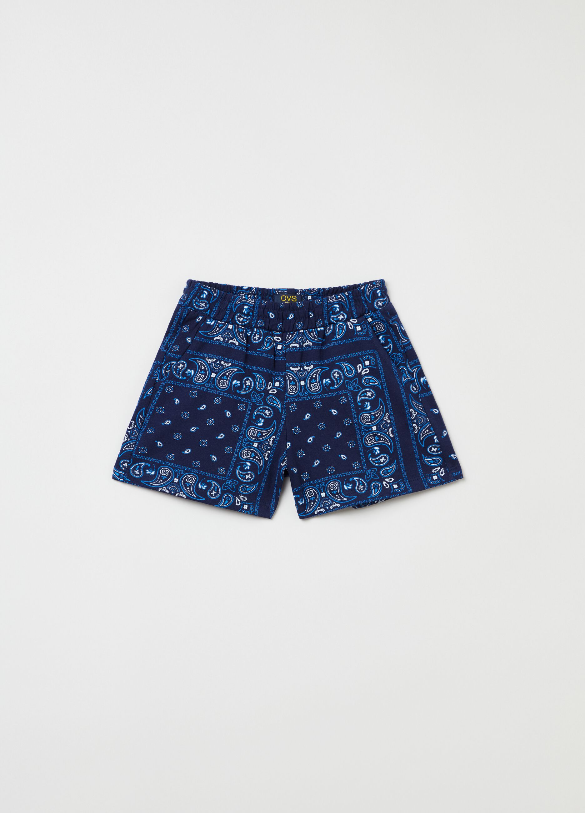 Shorts in cotone con stampa cachemire_0