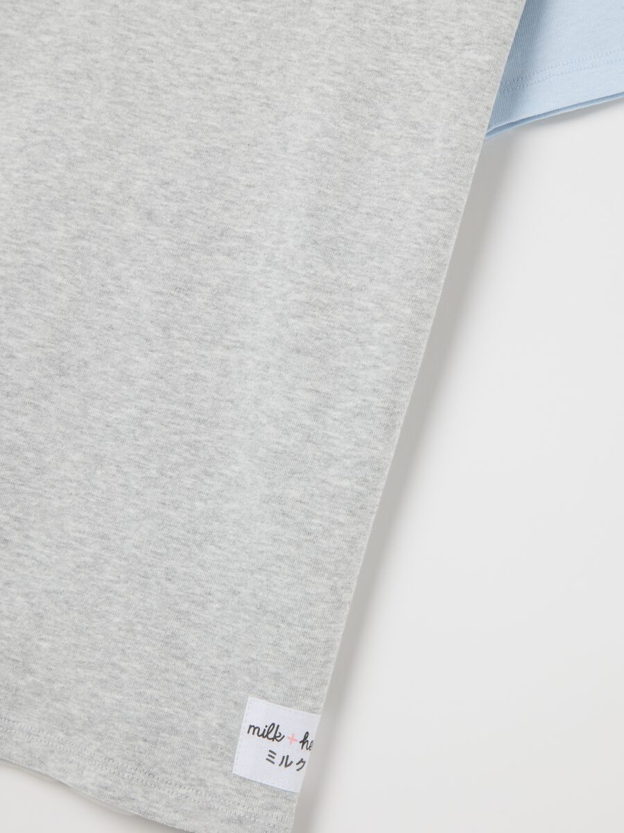 Grey T-shirt with light blue raglan sleeves_5