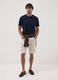 Beige linen-cotton blend five-pocket Bermuda shorts_1