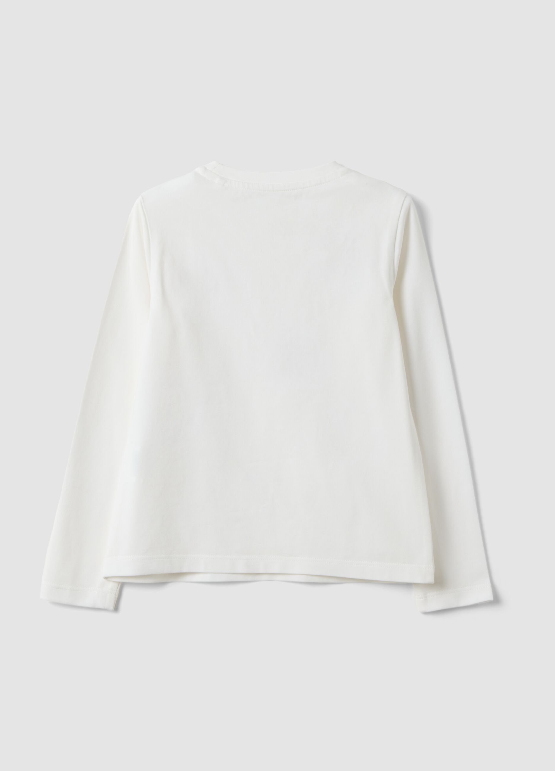 T-shirt bianca in cotone elasticizzato con girocollo