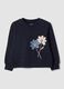 Blue pure cotton sweatshirt with crew neck and floral print_0