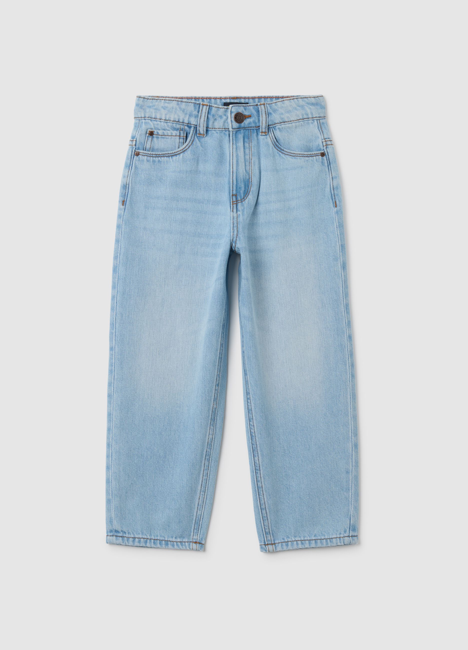Blue cotton blend regular fit children's jeans