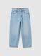 Blue cotton blend regular fit children's jeans_3