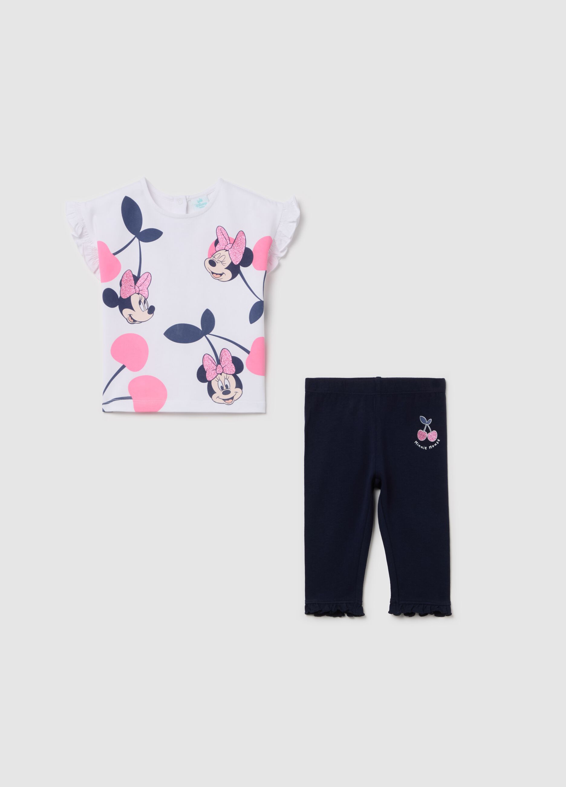 Stretch cotton jogging set with Minnie Mouse print