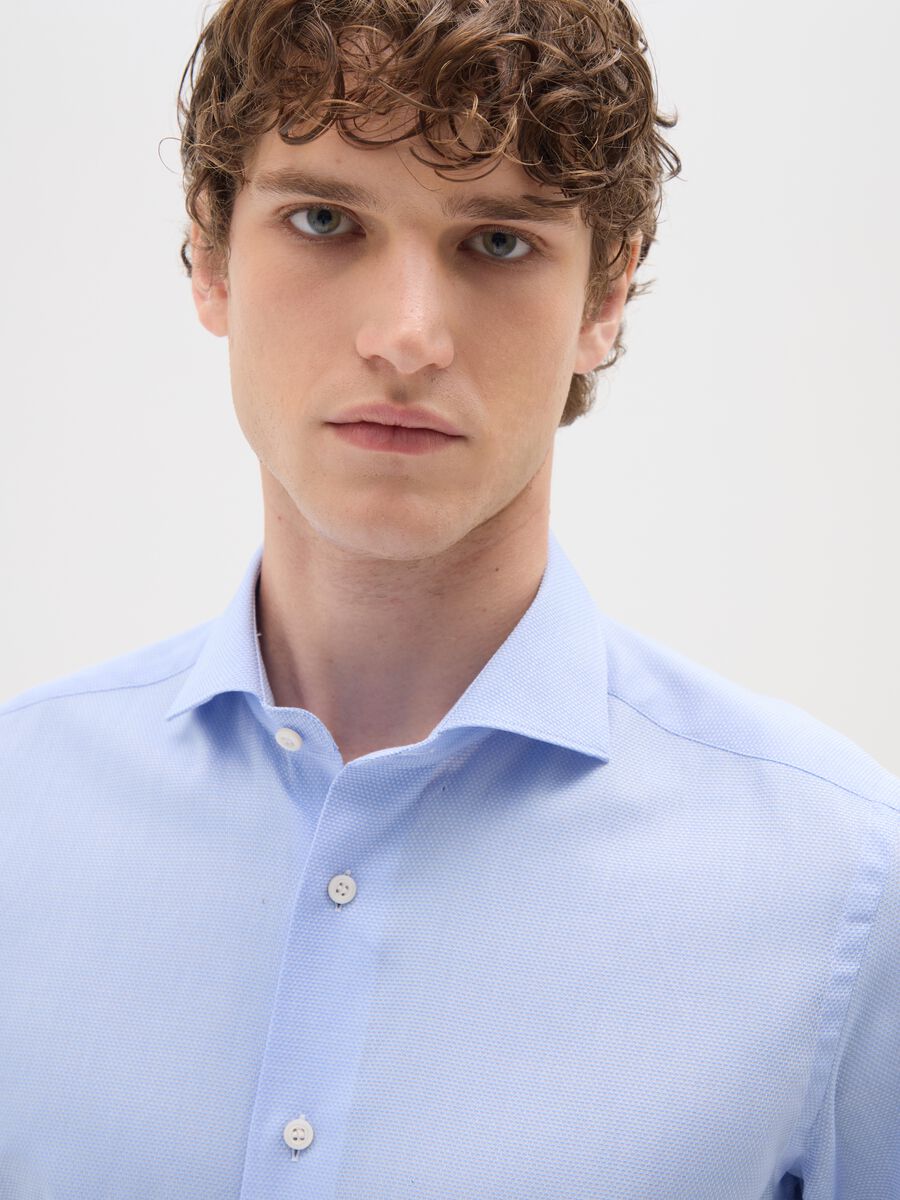 Slim-fit blue cotton shirt_1