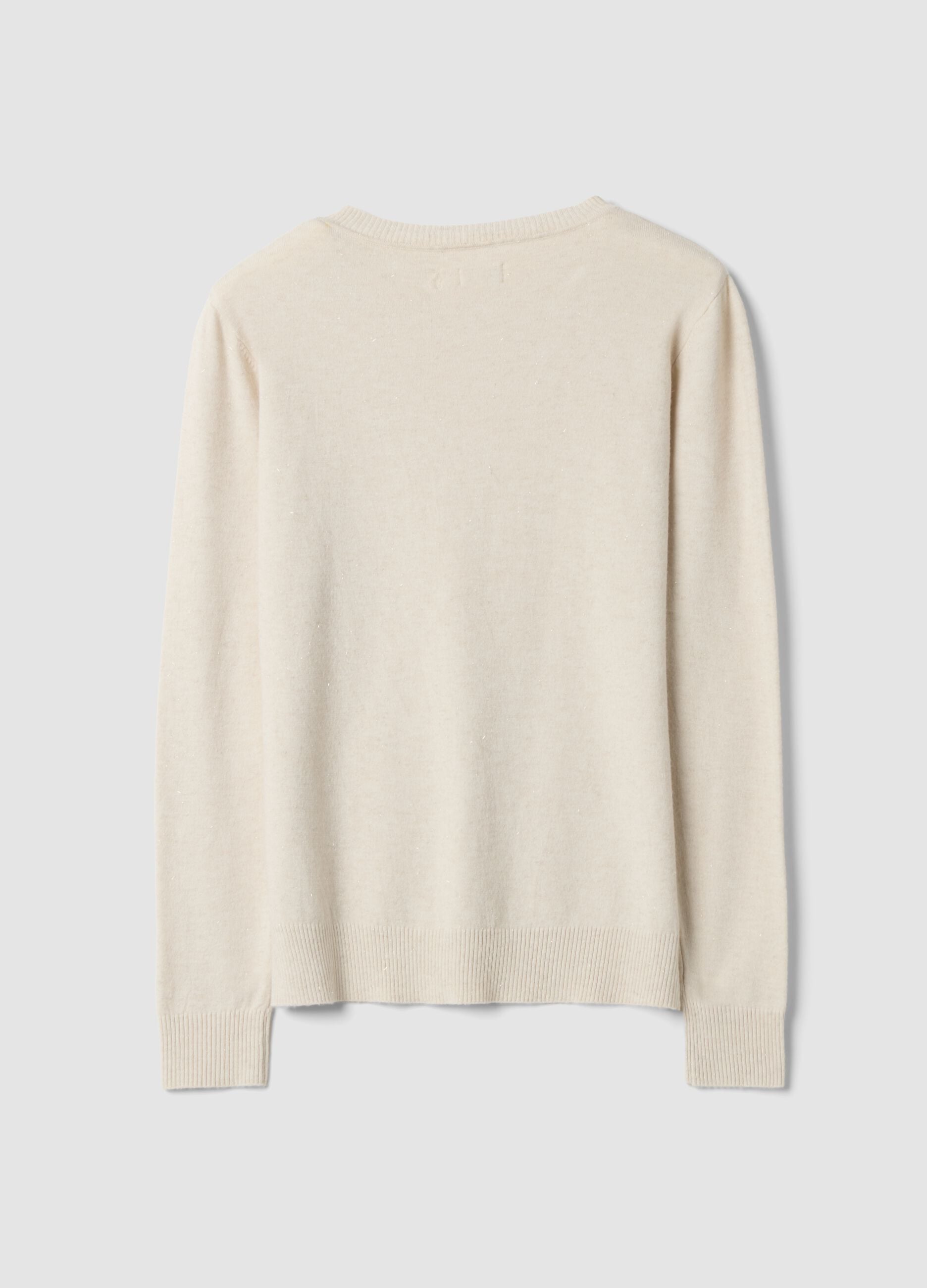 Beige viscose-blend jumper with m&eacute;lange yarns