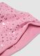 Pink stretch cotton hat with glossy animal print for girls_1