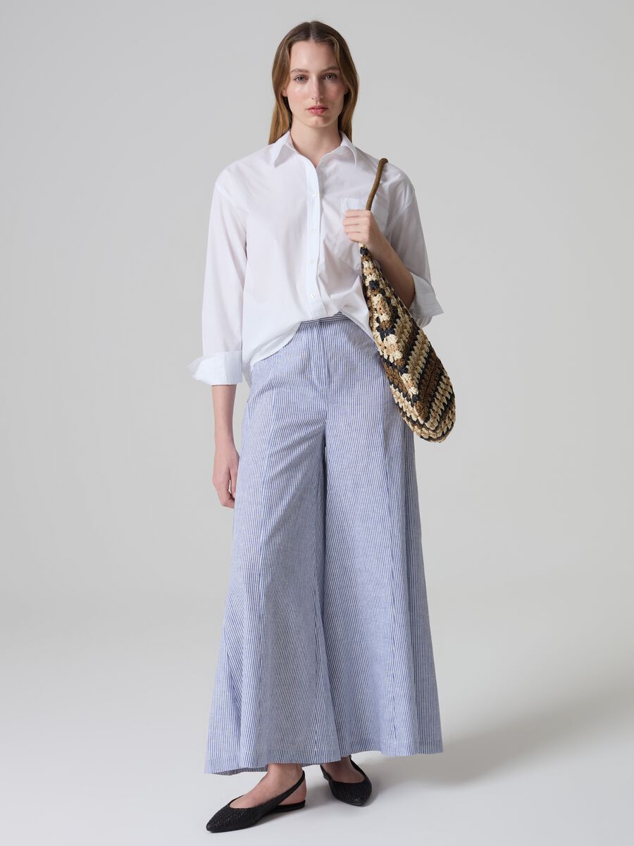 Flare-fit wide-leg trousers_0