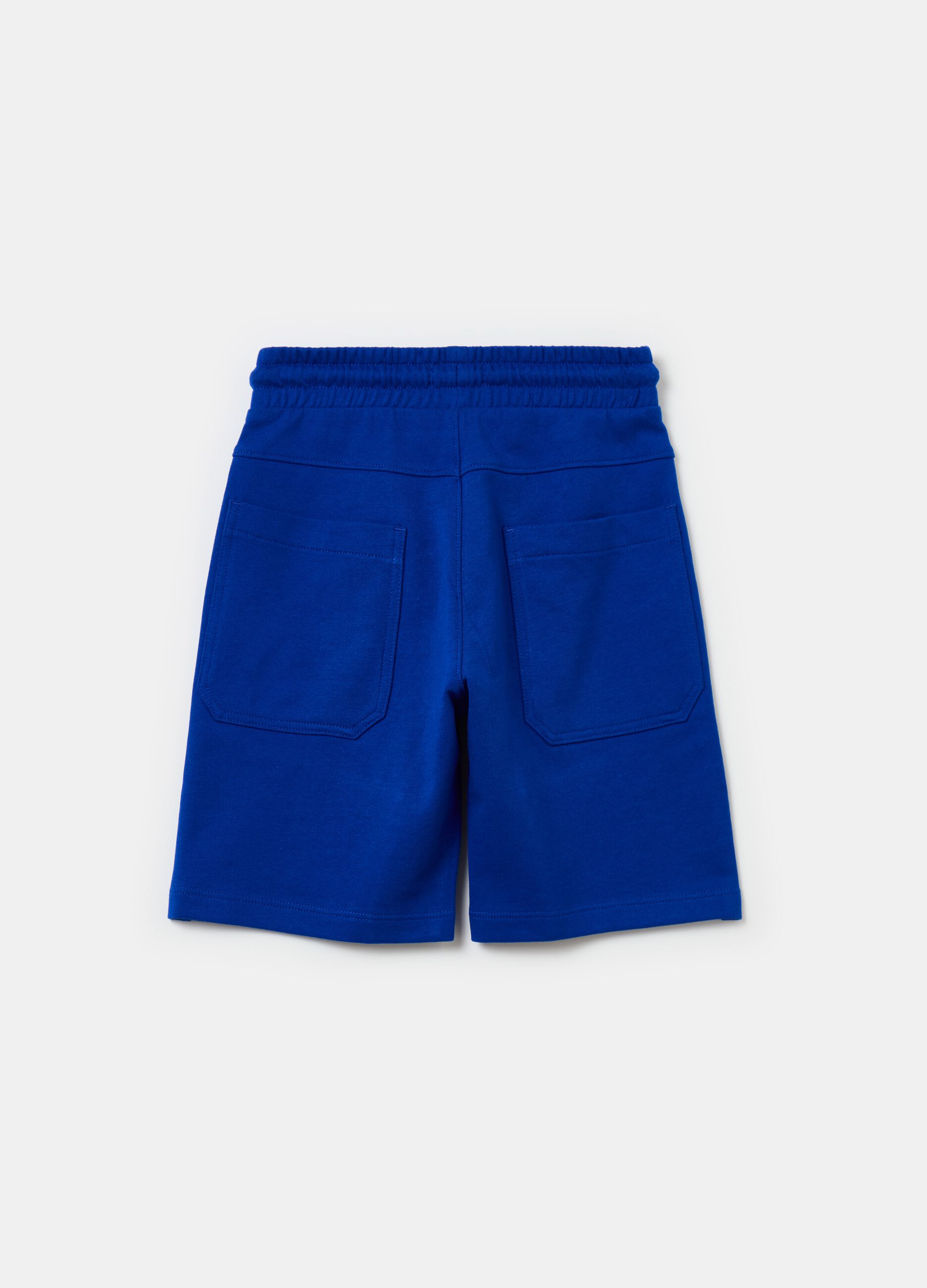 Fleece Bermuda shorts with logo embroidery and drawstring