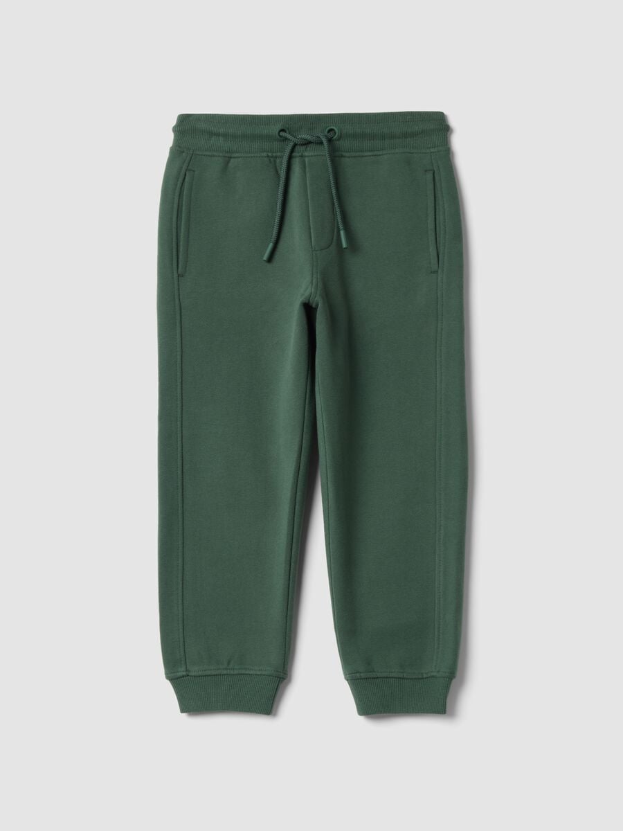 Pantaloni jogger verdi in puro cotone organico relaxed fit_0