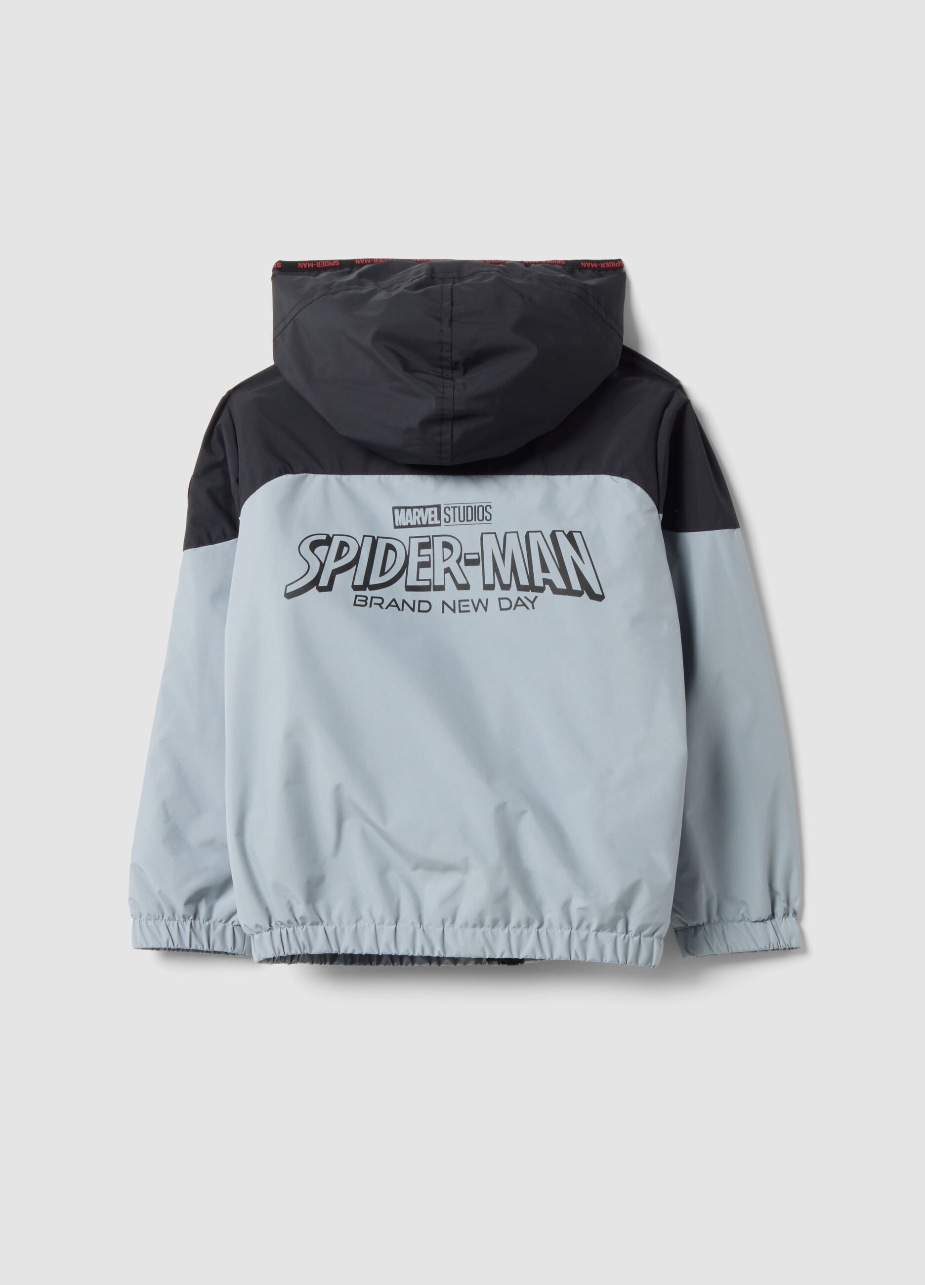 Grey hooded jacket with Spider-Man prints for boys