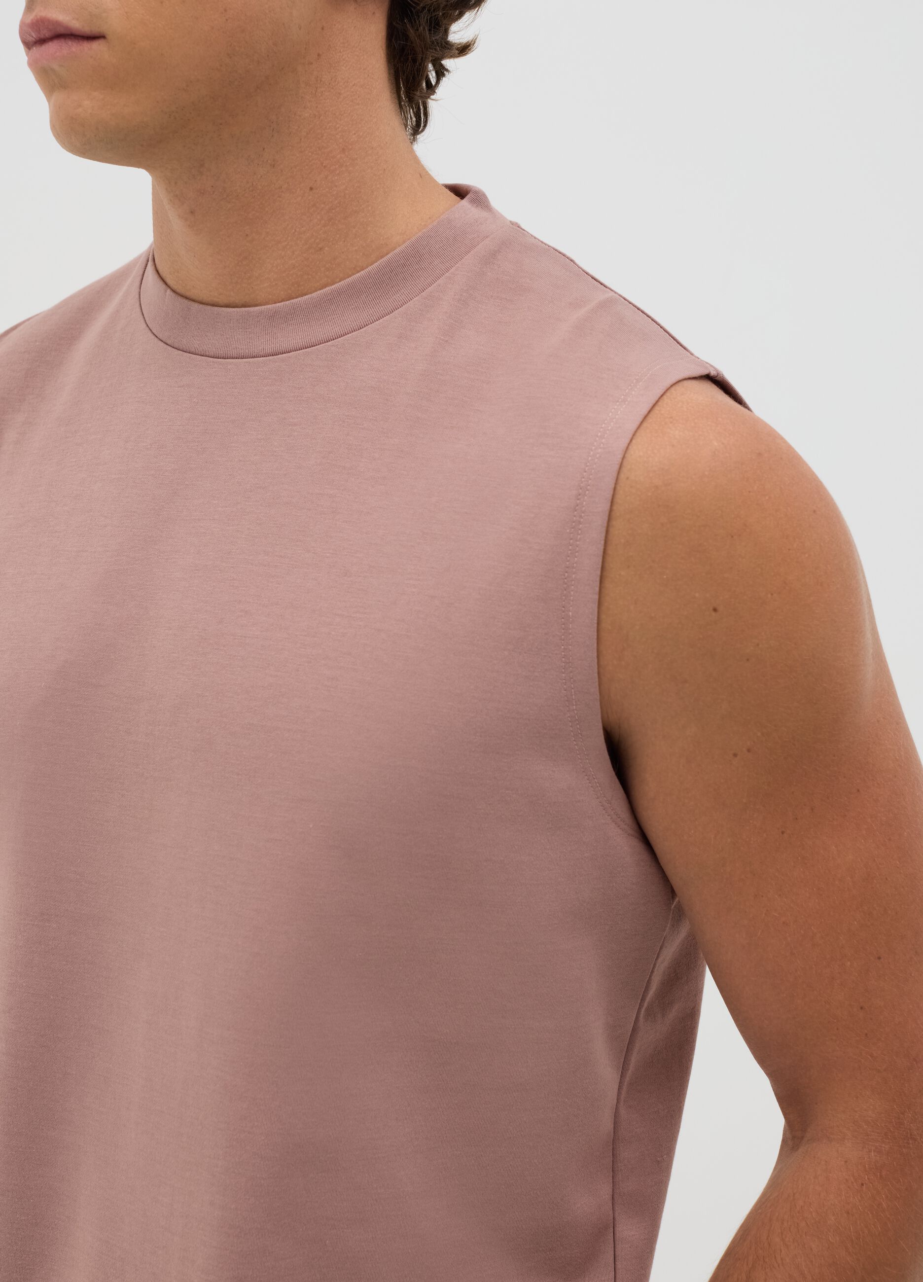 Men's pink cotton blend tank top, relaxed fit