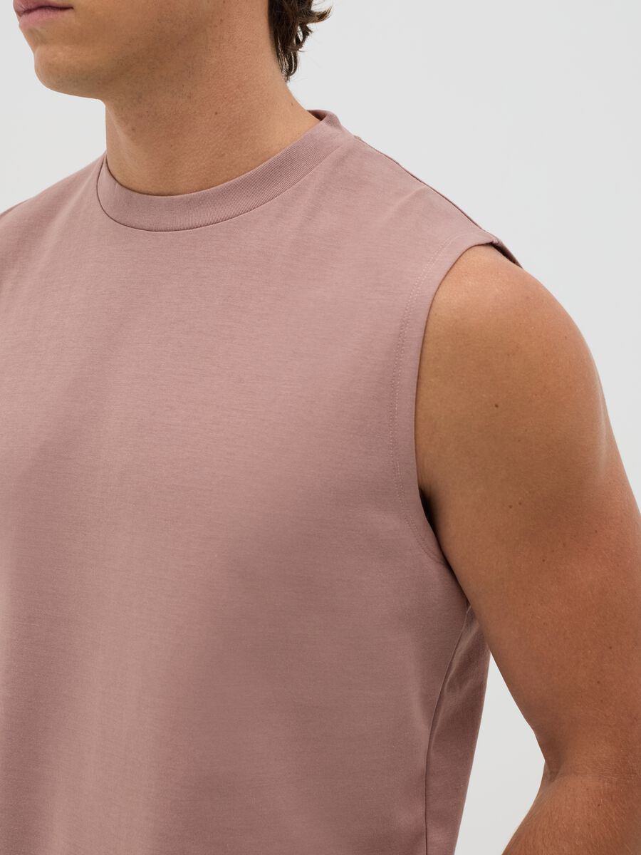 Men's pink cotton blend tank top, relaxed fit_2