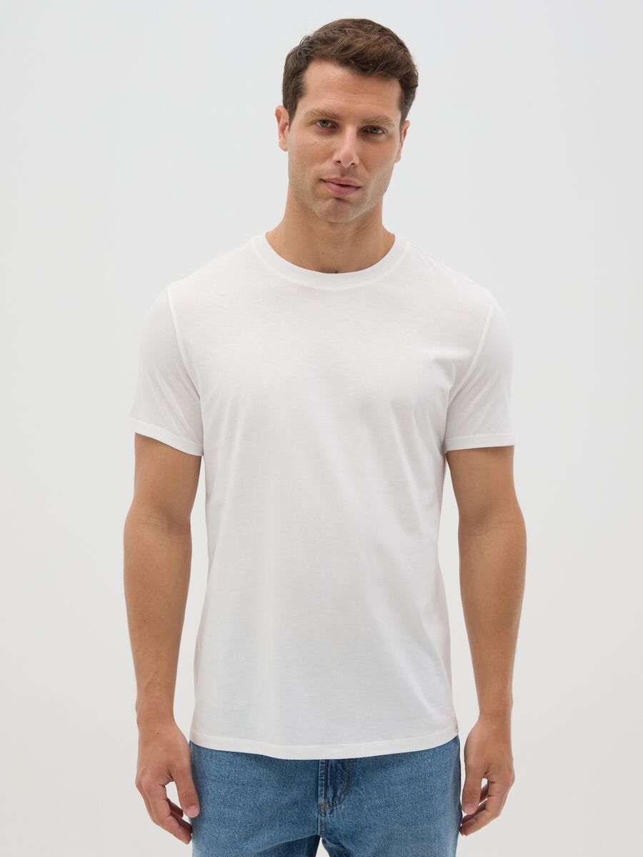 Men’s white T-shirt in 100% cotton with regular fit_0
