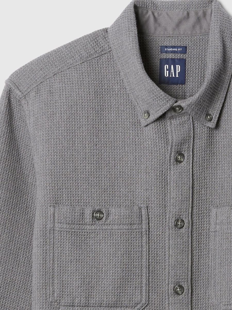 Button-down shirt with waffle weave_4