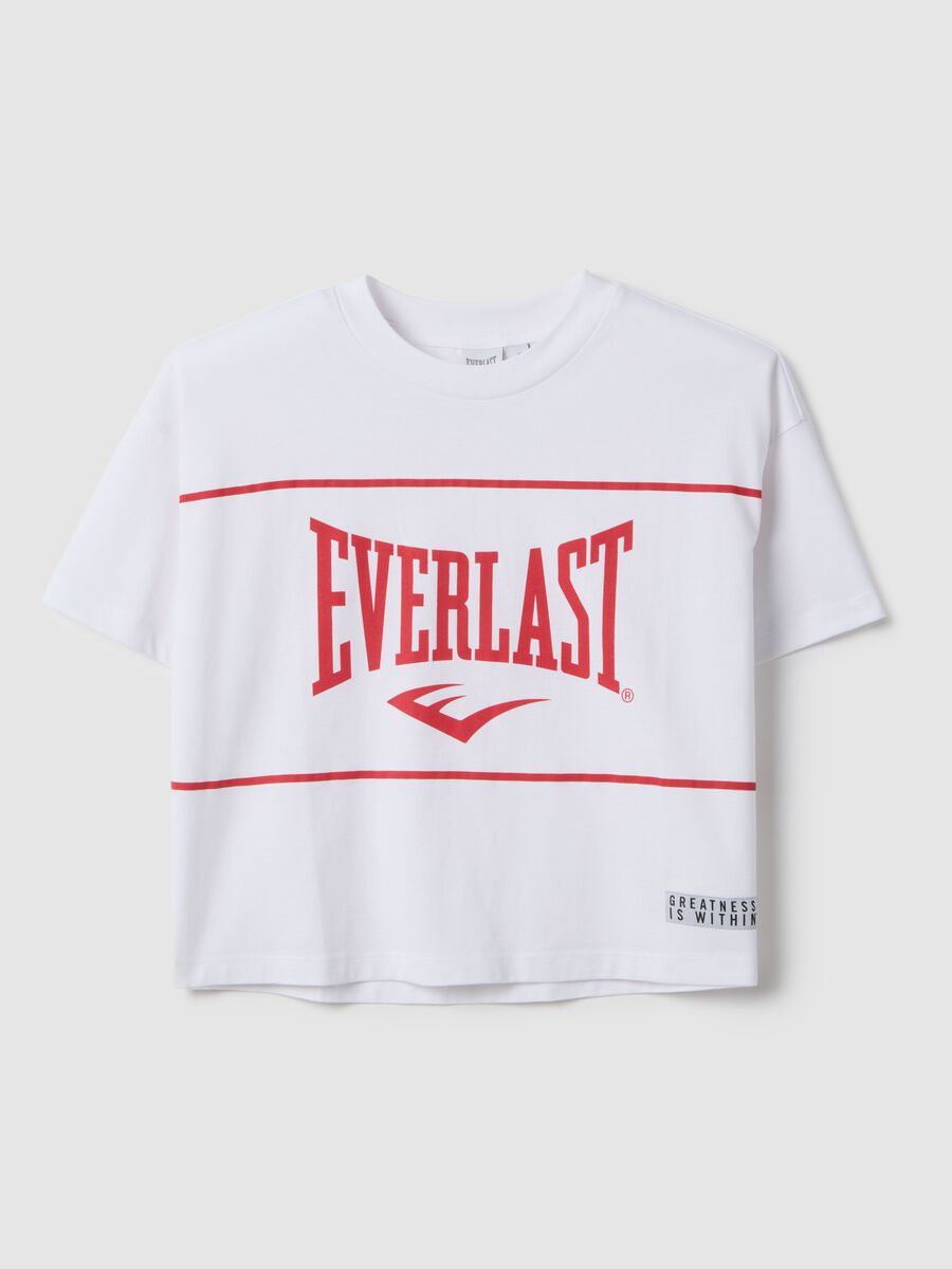 Pure White Cotton T-shirt Regular Fit with Everlast Print_0
