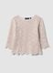 Beige pure cotton crochet T-shirt, regular fit_4