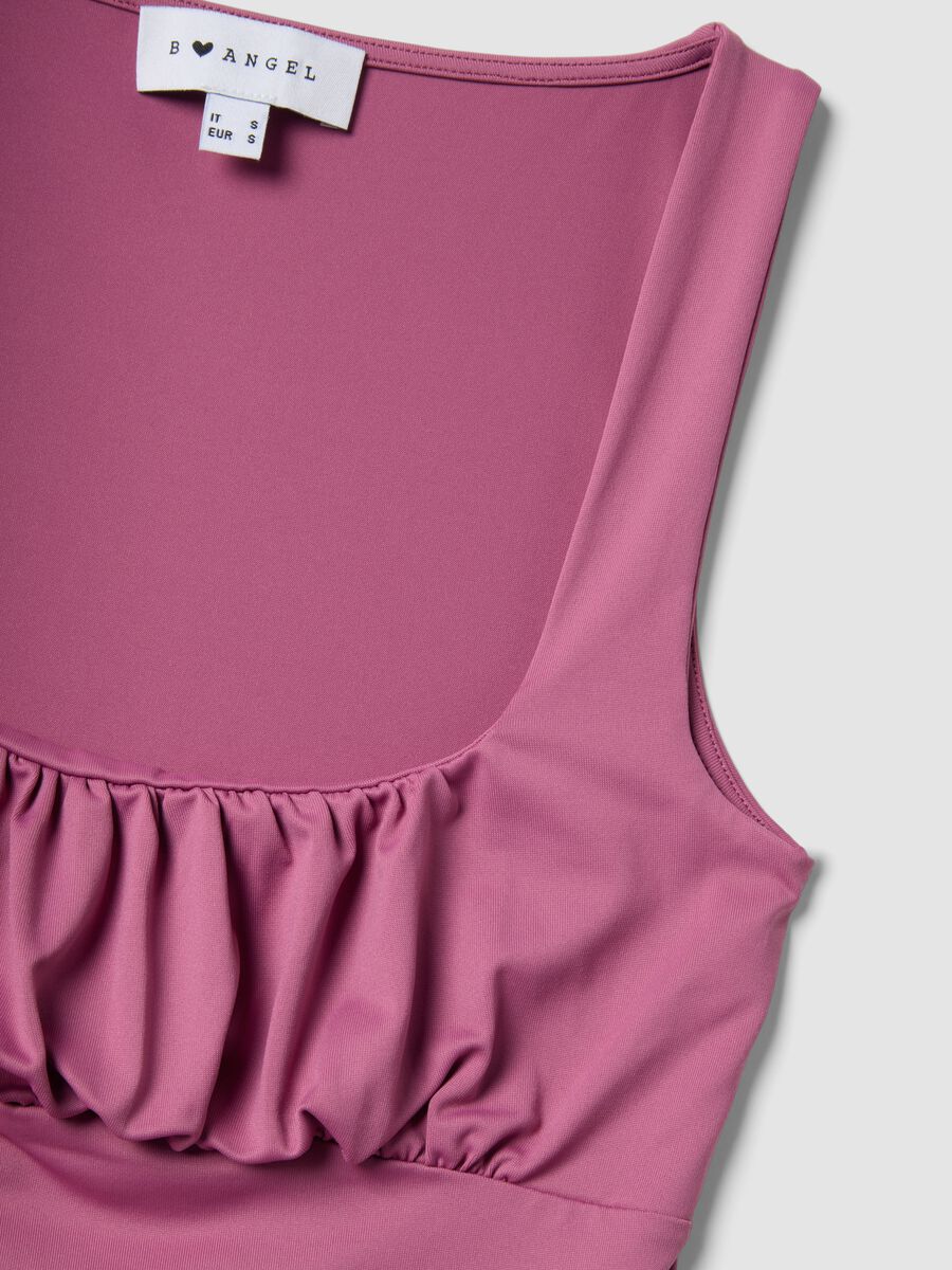 Tank top in tessuto elasticizzato rosa regular fit con pieghe_1