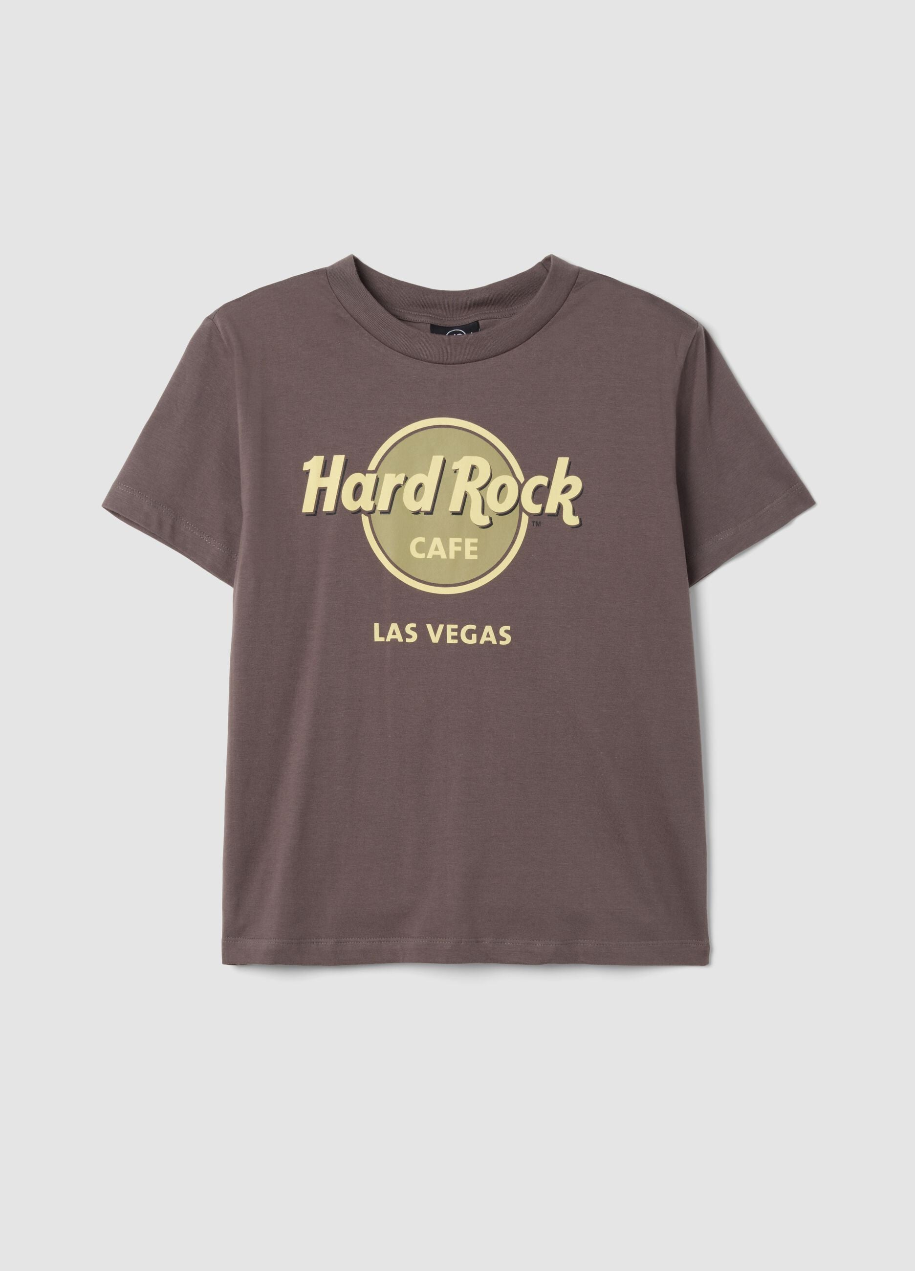 Brown pure cotton T-shirt with Hard Rock Cafe logo print