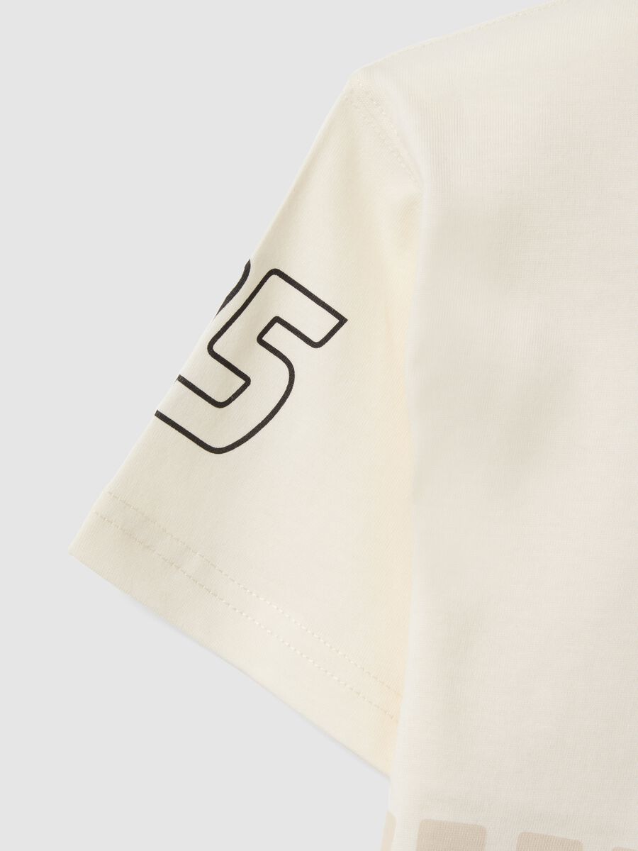 White kids&rsquo; pure cotton T-shirt with Cars print, oversized fit_3