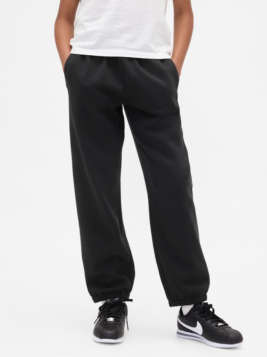 Black cotton blend trousers for girls_1